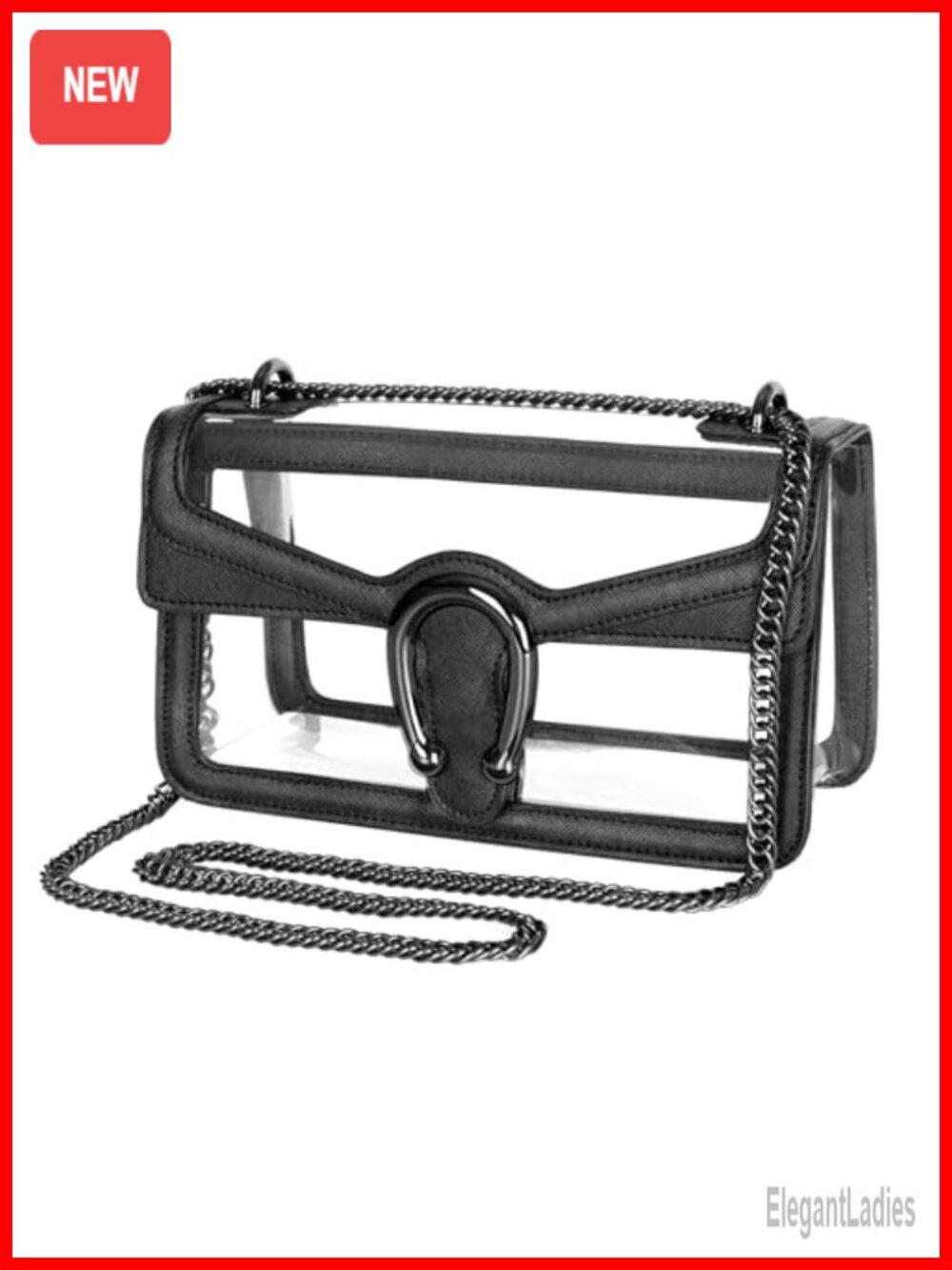 Joryin Clear PVC Small Hobo Handbag with Chain Strap Stadium Approved